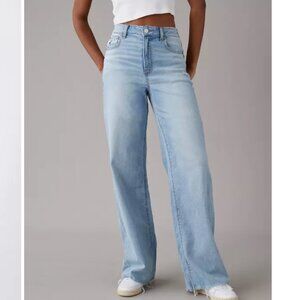 NWT AE Dreamy Drape Stretch Super High-Waisted Baggy Wide-Leg Jean sz12